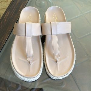 Joie Beige Leather Thong Espadrille Sandals